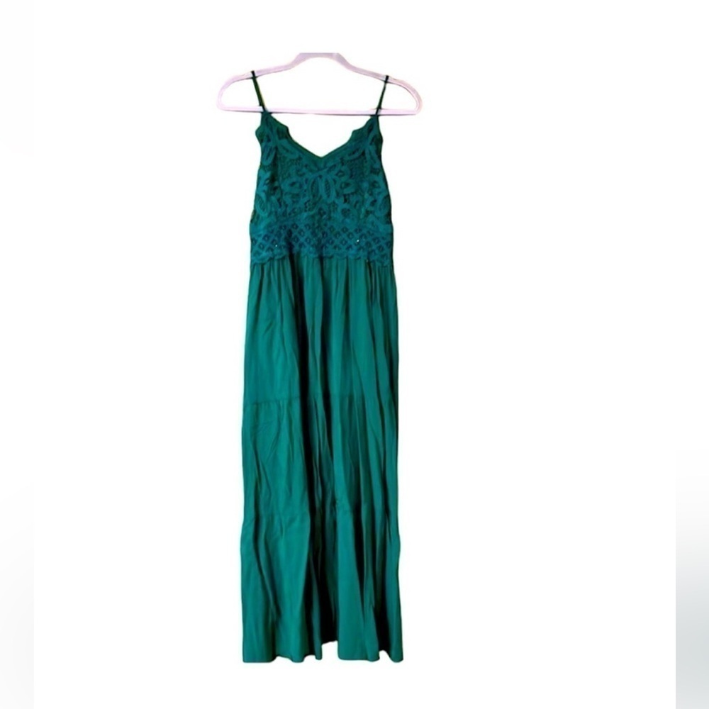 ePretty size XL forest green lace spaghetti strap maxi dress